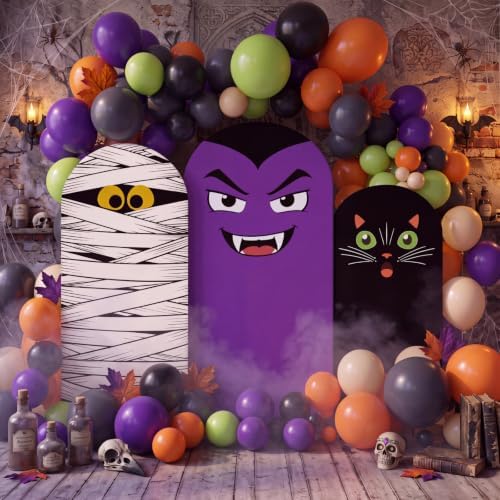 Moukeren 3 Pcs Halloween Black Cat Arch Backdrop Cover, 4ft 5ft 6ft Decor - Image 5