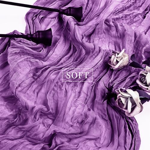 Purple 12 Pcs Cheesecloth Table Runner 10FT Runner for Tables Gauze Fabric 35 x 120 Inches Long Boho Table Runner Decoration Rustic Sheer Runner for Wedding Birthday Baby Shower Party (Purple) - Image 4