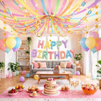Pastel Paper Chain Strips and Star Garland Streamers Party Decorations Set - Image 4