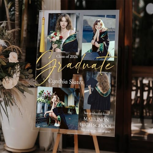 Personalized Graduation Yard Sign with Photos – Clear Acrylic Sign for High School Senior, Class of 2026, Custom Photo Graduation Decoration for Outdoor Yard - Image 4