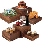OMISTAR 6 Pcs Wooden Risers Display Stands Set - Rustic Wood Cake Stands, Nesting Display Blocks, Assorted Size Wood Display Shelf for Party Decorations, Jewelry, Figures Collection by OMISTAR