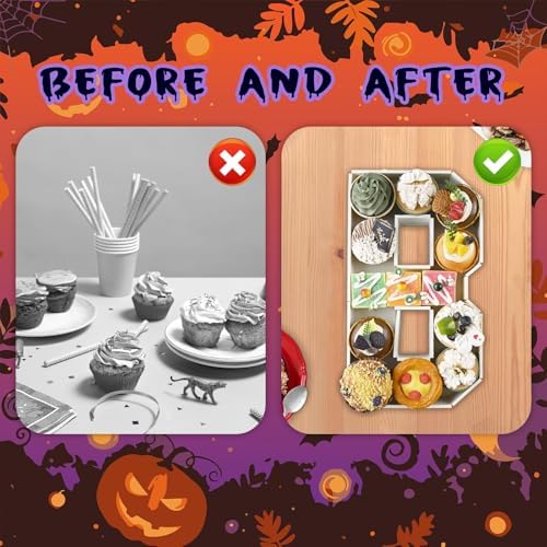 BOO Cardboard Letters for Halloween Party Decorations, 13.7 Inch Charcuterie Letters Fillable White Paper Mache Letter Trays for Chocolate Candy Food Display Letter Box for Halloween Party Decorations - Image 6