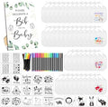 SytuHe 95 Pcs DIY Baby Bibs Decorating Kit50 White Bibs 24 Stencils 20 Fabric Markers 1 Baby Shower Game Sign by SytuHete