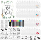 SytuHe 95 Pcs DIY Baby Bibs Decorating Kit50 White Bibs 24 Stencils 20 Fabric Markers 1 Baby Shower Game Sign by SytuHete