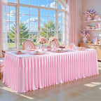 Wish Care Pink Satin Table Clothes for 6 Foot Rectangle Tables - 6FT Wrinkle Resistant Glitter Rectangle Tablecloths, Party Table Covers for Wedding Banquet, Baby Shower, Birthday, Holiday Dinner by WishCare