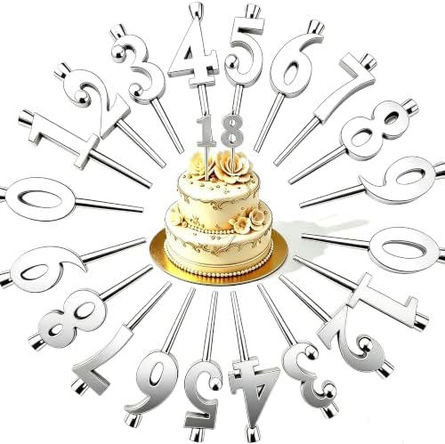 2026 New Cute Number Birthday Candle Holder Set, Reusable Gold 3D Printed Number Topper, Adjustable 0-9 Stand for Parties & Anniversaries.，Silver/0-9 Two Sets by Unknown
