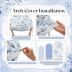 3 Set Arch Backdrop Covers 4ft 5ft 6ft Arch Covers Blue Floral - Image 6