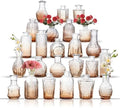 Glass Bud Vase Set of 24, Small Flower Vases, Glass Vases for Centerpieces, Vintage Home Table Decorations Bud Vases (24 Pcs, Amber) by BJONKZ