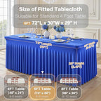 Shillance 2 Packs Royal Blue Tableclothes for 6 Foot Rectangle Table, Wrinkle Free Spandex Tablecovers 6FT Stretch Fitted Table Cloth with Skirt for Birthday Parties Graduations Event Wedding Banquet - Image 3