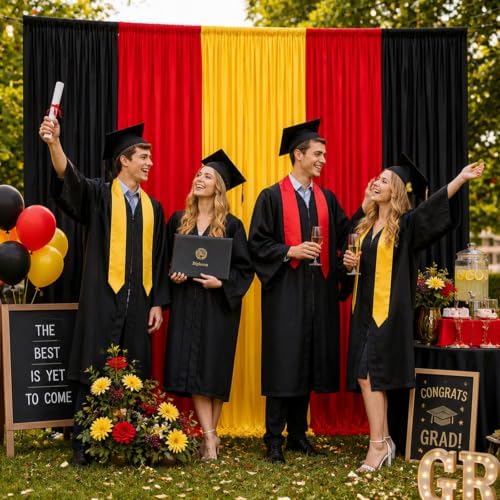 10x7FT Red Black Yellow Backdrop Curtains for Parties Wrinkle Free Backdrop Drapes for Birthday Graduation Decoration Themed Party Photography Background - Image 5