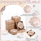 SiliFine 12 Pcs Pink Bow Party Favors for Guests Small Ceramic Bowl Bulk Gifts Set 3.3 Inch Floral Design Mini Dipping Sauce Dish with Card Box for Bridal Pooja Baby Shower Birthday Guest Gift - Image 6