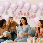Gemscream 12 Sets Baby Shower Decor Bear Hot Air Balloon Table Centerpieces DIY Hot Air Balloon Paper Lantern with Brown Mini Bears for Wedding Birthday Gender Reveal Party - Image 6