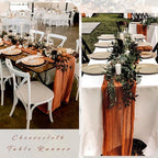12 Pcs Cheesecloth Table Runner 10FT Terracotta Runner for Tables Gauze Fabric 35 x 120 Inches Long Boho Table Runner Decor Rustic Sheer Runner for Wedding Birthday Bridal Shower Party (Terracotta) - Image 5