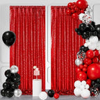 Red Glitter Sequin Backdrop Curtains 6ftx8ft Photo Drapes - Image 4