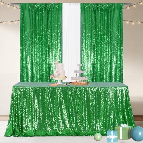 Poise3EHome Green Sequin Tablecloth 60×120 Inch Rectangle Sequin Fabric Table Cloth for Christmas Birthday Party Wedding Holiday Cake Table Decoration - Image 6