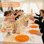 DaYammi 210PCS Orange Plastic Dinnerware Set for 30 Guests - Image 5