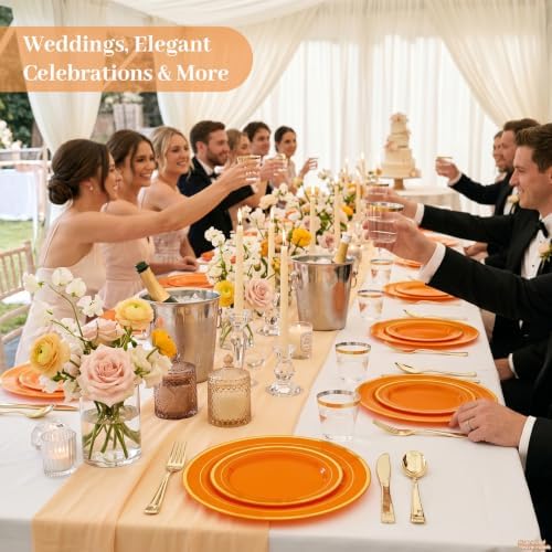 DaYammi 210PCS Orange Plastic Dinnerware Set for 30 Guests - Image 5