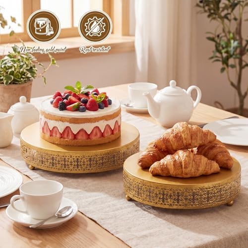 Wenqik 5 Pcs Metal Gold Cake Stand,16/14/12/10/8 in Round Cake Holder - Image 4