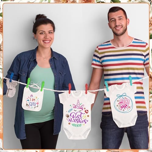 Panitay 100 Pcs White Baby Bodysuits Bibs Kit 25 Guests, Fall Pumpkin - Image 2
