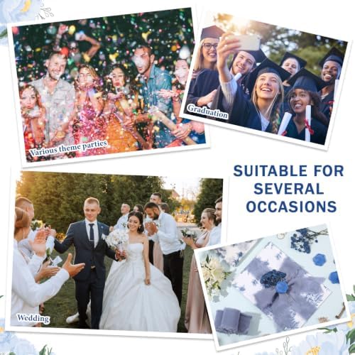 Fullhawl 50 Sets Wedding Invitations Wraps Set Pre Folded Vellum Jackets for 5 x 7 Invitations Dried Flowers Wax Seal Stickers Chiffon Silk Ribbon for Wedding Birthday Bridal Shower (Light Blue) - Image 6