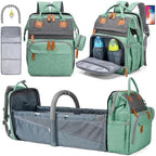 KABAQOO Diaper Bag Backpack with Detachable Changing Station, Large Capacity Baby Diaper Bags for Boys & Girls, Baby Registry Search Stuff & Shower Gifts, Newborn Essentials Must Haves, Green Grey by KABAQOO
