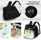 Small Diaper Bag Backpack Quilted Mini Baby Crossbody Diaper Bag Tote for Mom and Baby Girls Boys (Black) - Image 4
