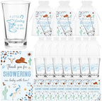 60 Sets Western Cowboy Baby Shower Acrylic Shot Glasses A Little Cowboy is On The Way Shot Glasses with Thank You Cards Organza Bags for Gender Reveal Cowboy Themed Birthday (Blue) by Unknown