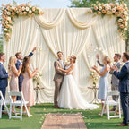 6 Panels Champagne Backdrop Curtain for Parties Wedding Baby Shower Wrinkle Free Photo Curtains Backdrop Drapes Fabric Decoration for Bridal Shower 30ft(W) x 10ft(H) - Image 2