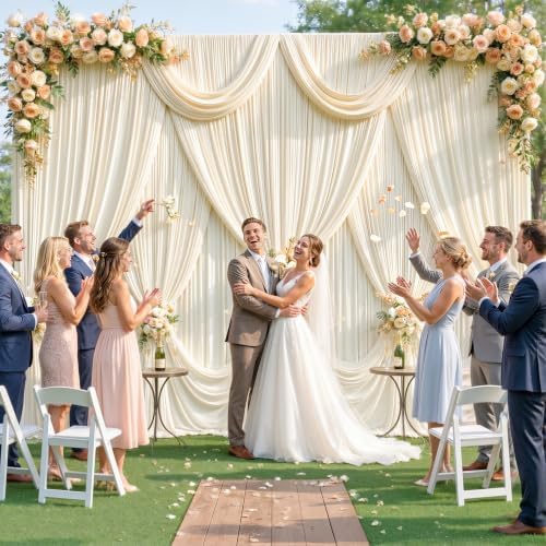 6 Panels Champagne Backdrop Curtain for Parties Wedding Baby Shower Wrinkle Free Photo Curtains Backdrop Drapes Fabric Decoration for Bridal Shower 30ft(W) x 10ft(H) - Image 2