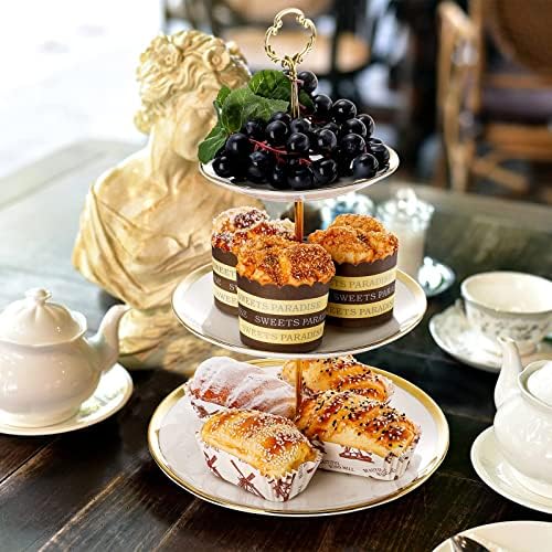 Frcctre Set of 2 Ceramic Cupcake Stand, 3+2 Tier Porcelain Dessert Display Tower Pastry Serving Tray, Tiered Dessert Cupcake Serving Platter for Tea Party, Wedding, Birthday - Image 6