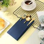 Cindeer 150 Pcs Navy Blue Linen Dinner Napkins with Built in Flatware - Image 3