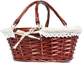 MEIEM Wicker Gift Baskets Empty Oval Willow Woven Picnic Cheap Easter Candy Storage Wine Basket with Handle Egg Gathering Wedding Basket (Brown) by MEIEM