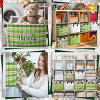 CHENGU 6 Pack Christmas Storage Basket Collapsible Christmas Tree Basket for Gift Green Truck Holiday Decor Large Flower Wreath Bin Foldable Hello Winter Dotted Box with Handle for Bedroom Office Home - Image 6