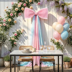 39x70 Inch Extra Large Pink and Blue Bows, Giant Tulle Bow Gender Reveal Backdrop Decorations, Boy or Girl Baby Shower Party Arch Wall Hanging (Pink and Blue) - Image 5