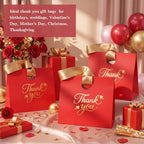 Feifeiya 30 Pcs Thank You Gift Bags with Ribbon Handles 7.87 x 3.54 x 7.09 Inch Paper Candy Gift Bags with Gold Foil Printed for Appreciation Birthday Wedding Bridal Baby Shower Party Favors(Red) - Image 4