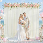 10x10 Ivory Backdrop Curtain for Wedding Parties Wrinkle Free Ivory Photo Curtains Backdrop Drapes Fabric Decoration for Baby Shower Photoshoot 5ft x 10ft,2 Panels - Image 3