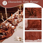 35x120 Inch Terracotta Cheesecloth Table Runner Fall Boho Wedding Decor - Image 4