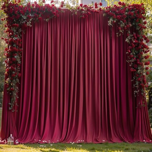 Burgundy Backdrop Curtain 10 Panels-Wrinkle-Free Burgundy Curtains Polyester Photography Drapes for Baby Shower Birthday Party Photo Background Backdrop Stand- 40 X10FT - Image 6