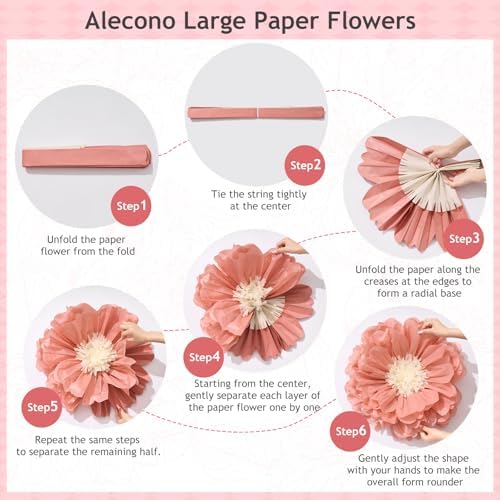 Alecono 6 Pcs Giant Paper Flowers Decorations for Wall(31" 24" 20") - Image 7