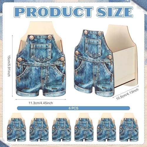 6 Pack Blue Jean Baby Shower Centerpieces for Table Wooden Flower Boxes - Image 4