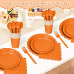Vyntra 350 Pcs Orange Paper Plates and Napkins Party Supplies - Image 6