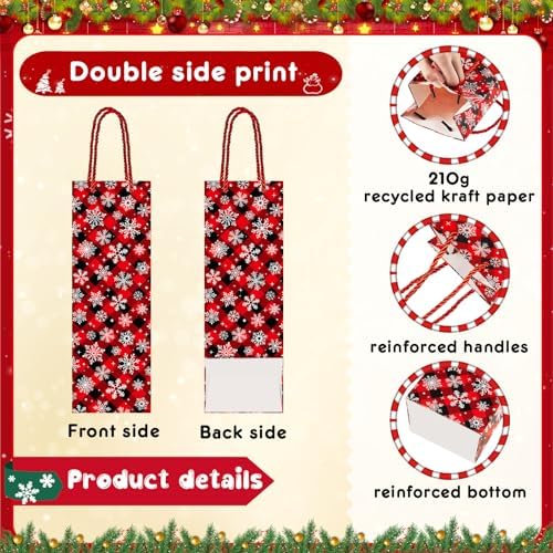 Harloon 32 Pack Wine Bottle Gift Bags with Handles 4 Designs,Red, Black - Image 3