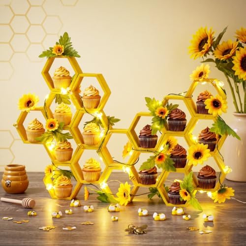 Gerrii 18 Pcs Mini Honeycomb Cupcake Stands, 4.7 x 4.1 x 1.4 Inch, Yellow by Gerrii