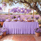 Moukeren 120"x60" Ruffled Tablecloth Table Cover, Purple, Classic by Moukeren