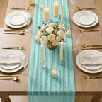 Artoid Mode 6-Pack Pearl Turquoise Gauze Table Runner 10FT Home Decor - Image 5