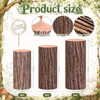 Mindsoft 3 Set Wooden Cylinder Stand Covers for Party, Wood Color - Image 2
