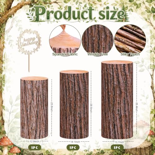 Mindsoft 3 Set Wooden Cylinder Stand Covers for Party, Wood Color - Image 2
