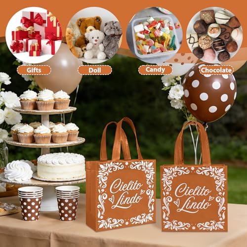 50 Pcs Cielito Lindo Party Favor Bags Reusable Brown Mexican Gift Bags Non Woven Platos De Barro Mexicanos Candy Bag Cinco De Mayo Goodie Bags with Handles for Fiesta Mexican Baby Shower Party Favors - Image 5