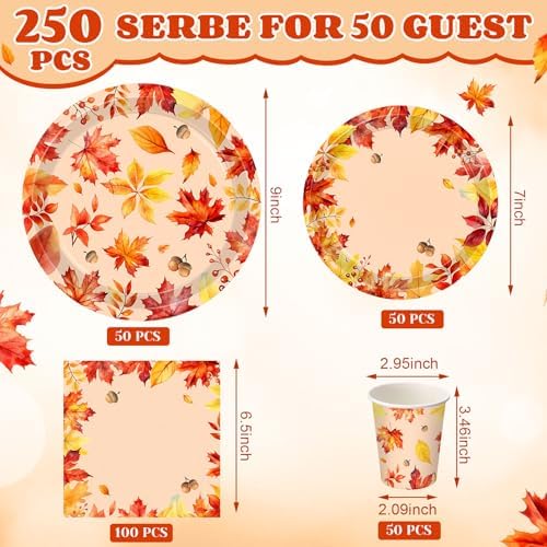 Funnymoom 250 Pcs Fall Thanksgiving Party Decorations Serves 50 - Image 2
