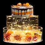 Sunnyray 2 Pcs Acrylic Cake Stands for Dessert Table Clear Fillable Cake Riser Cupcake Tier with LED Strings for Birthday Wedding Holiday Party Display(12'', 14'') by Sunnyray
